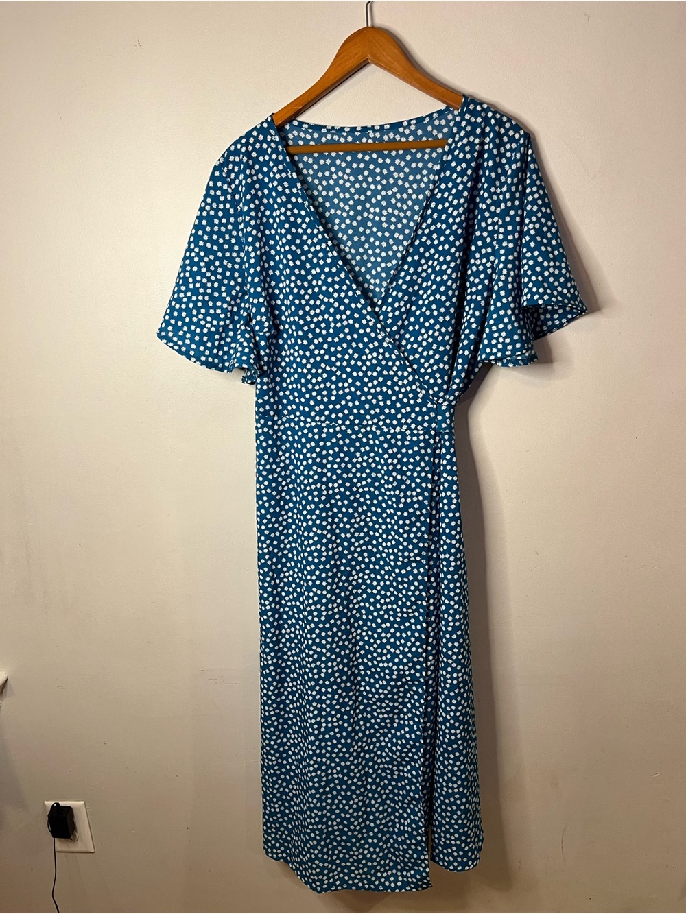Turquoise Floral Wrap-Style Maxi Dress Size XL